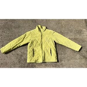 Cherokee Jacket Women Size Large Lime Quilted Collared Pockets Outdoor Utility